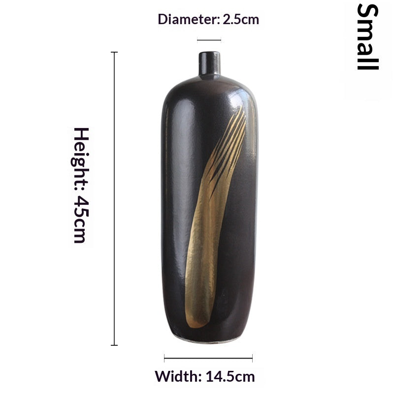 Floor-standing Vase Modern Minimalist Blue And White Porcelain With Gold Accents A Ceramic Decorative Piece