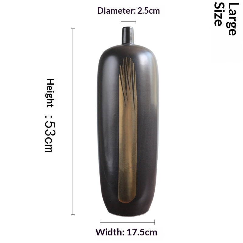 Floor-standing Vase Modern Minimalist Blue And White Porcelain With Gold Accents A Ceramic Decorative Piece